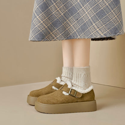 Womens Platform Mary Janes with Arch Support | Suede Fleece-Lined Shoes