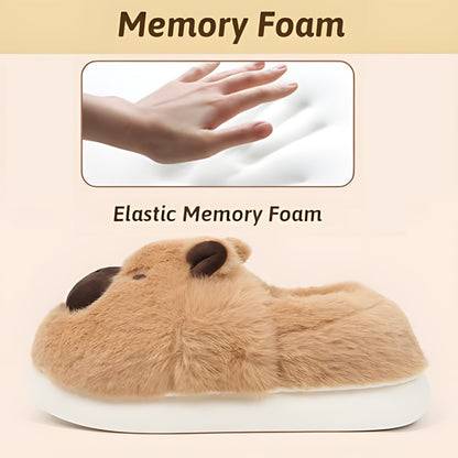 Cute Capybara Slippers for Women – Warm Fluffy Memory Foam Comfort