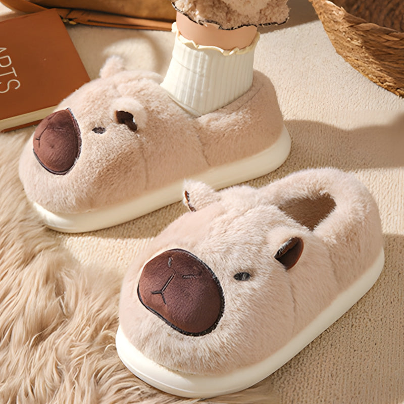 Cute Capybara Slippers for Women – Warm Fluffy Memory Foam Comfort