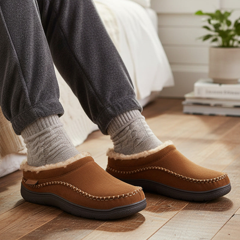 Men’s Orthopedic House Slippers – Warm Fleece | Arch Support | Wide Fit