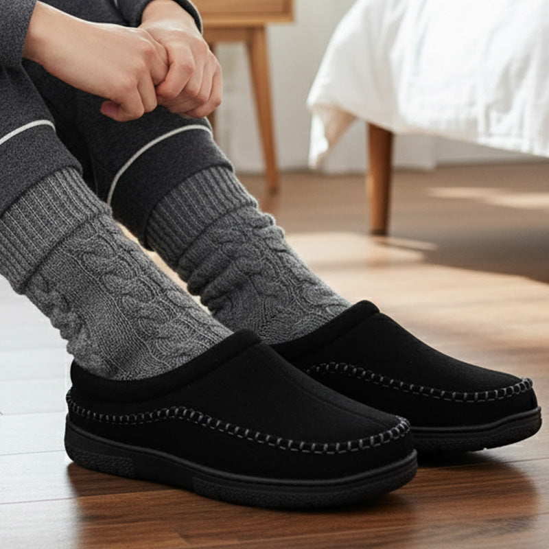 Men’s Orthopedic House Slippers – Warm Fleece | Arch Support | Wide Fit