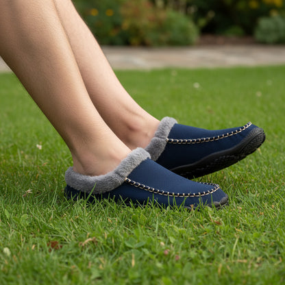 Unisex Memory Foam Slippers with Arch Support | Warm Fleece Lined Mules