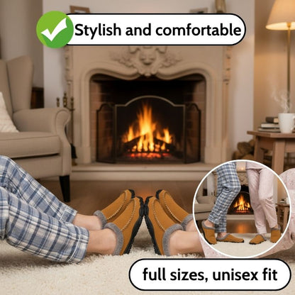 Unisex Memory Foam Slippers with Arch Support | Warm Fleece Lined Mules