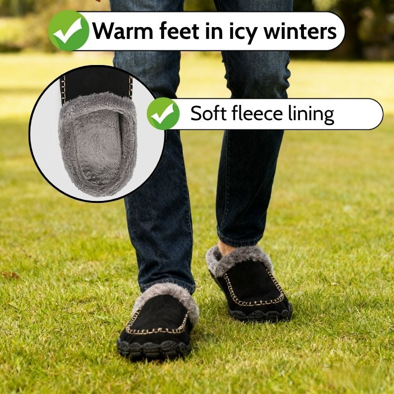 Unisex Memory Foam Slippers with Arch Support | Warm Fleece Lined Mules