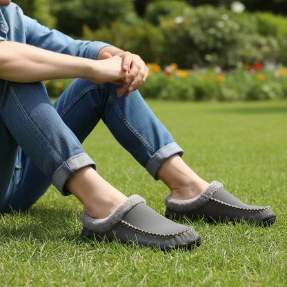 Unisex Memory Foam Slippers with Arch Support | Warm Fleece Lined Mules