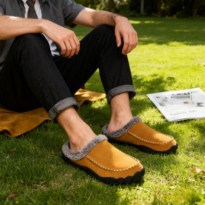 Unisex Memory Foam Slippers with Arch Support | Warm Fleece Lined Mules