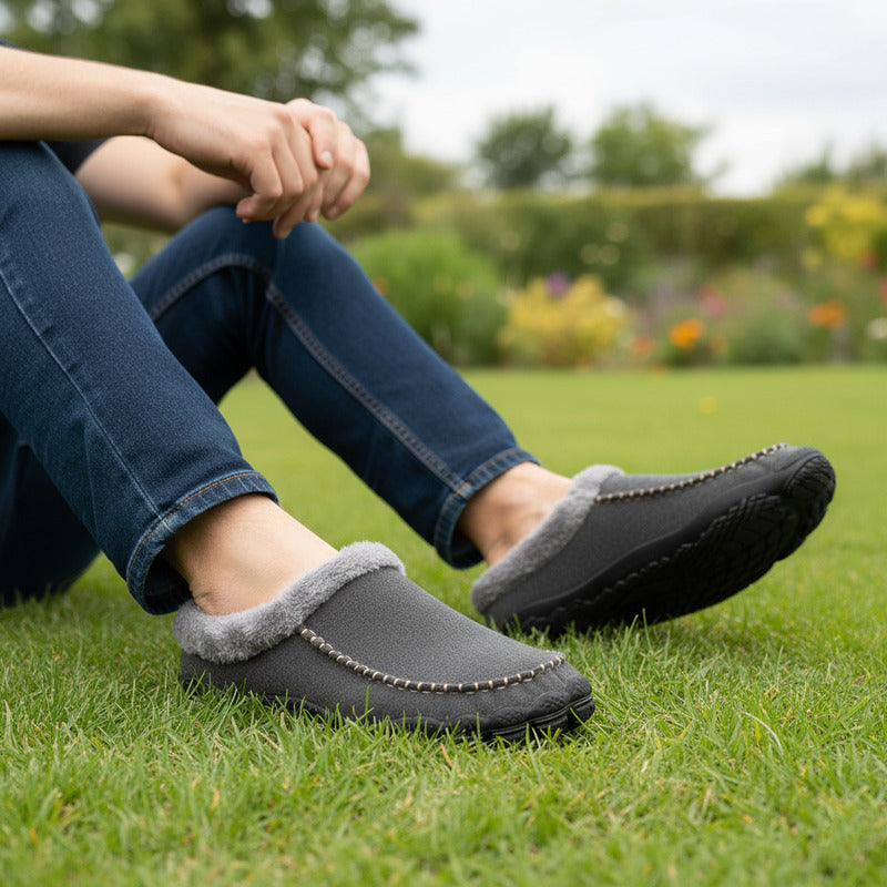 Unisex Memory Foam Slippers with Arch Support | Warm Fleece Lined Mules