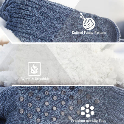 Unisex Soft Warm Slipper Socks with Fleece Lining & Non Slip Grips