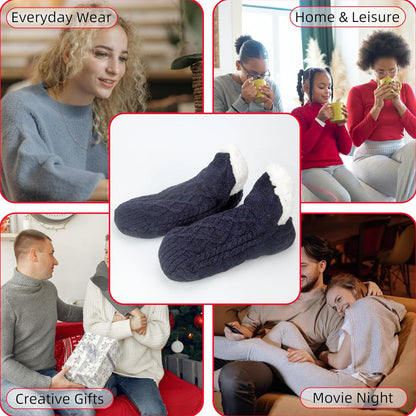 Unisex Soft Warm Slipper Socks with Fleece Lining & Non Slip Grips