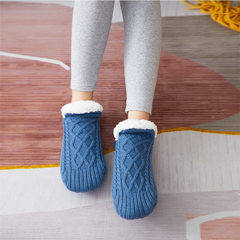 Unisex Soft Warm Slipper Socks with Fleece Lining & Non Slip Grips