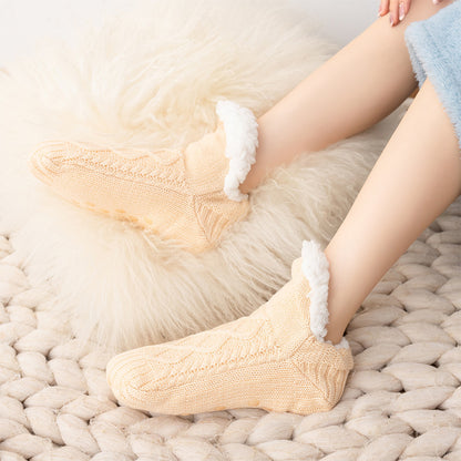 Unisex Soft Warm Slipper Socks with Fleece Lining & Non Slip Grips