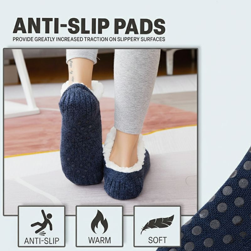 Unisex Soft Warm Slipper Socks with Fleece Lining & Non Slip Grips
