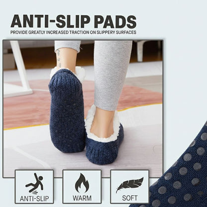 Unisex Soft Warm Slipper Socks with Fleece Lining & Non Slip Grips
