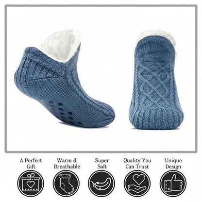 Unisex Soft Warm Slipper Socks with Fleece Lining & Non Slip Grips