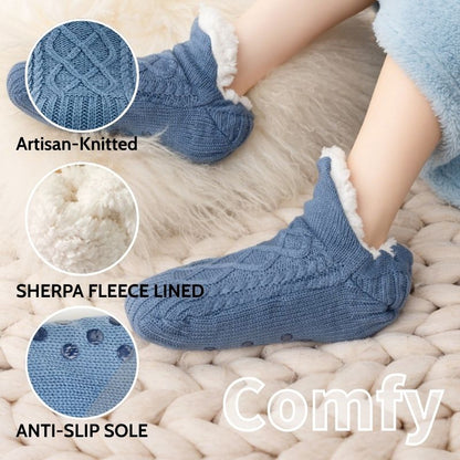Unisex Soft Warm Slipper Socks with Fleece Lining & Non Slip Grips