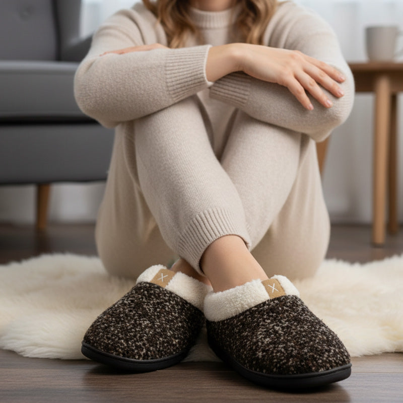Warm Indoor Slippers for Women-Memory Foam & Non-Slip Sole