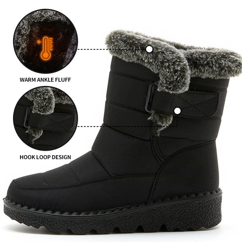 Women’s Waterproof Velcro Snow Boots – Fleece Lined & Anti-Slip