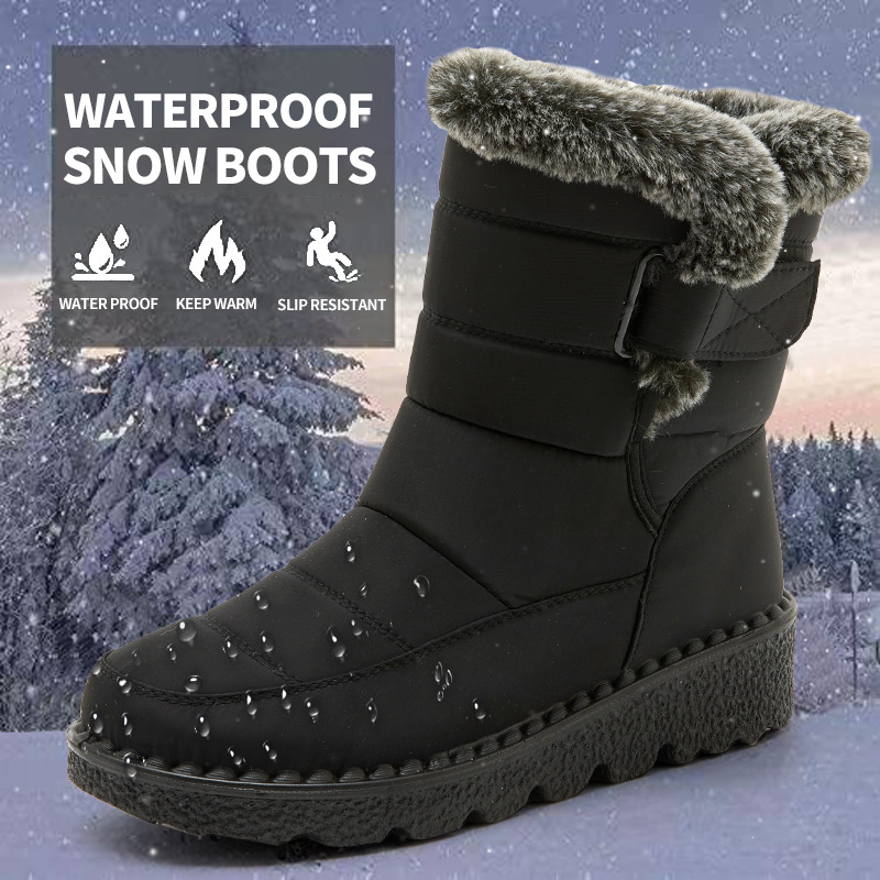 Women’s Waterproof Velcro Snow Boots – Fleece Lined & Anti-Slip
