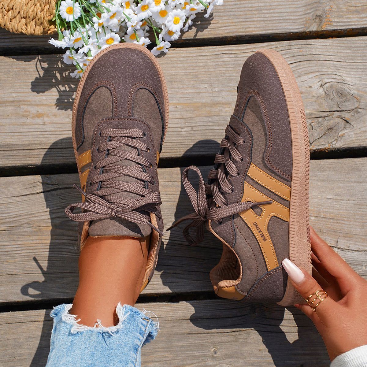 Humtto Women’s Orthopedic Sneakers-Wide Fit Suede Trainers for Comfort