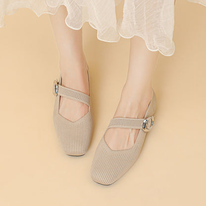 Womens Orthopedic Mary Jane Flats | Square Toe Breathable Knit Shoes