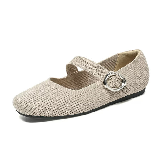 Womens Orthopedic Mary Jane Flats | Square Toe Breathable Knit Shoes