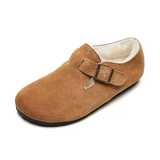 Womens Fleece Lined Suede Loafers with Arch Support | Buckle Shoes