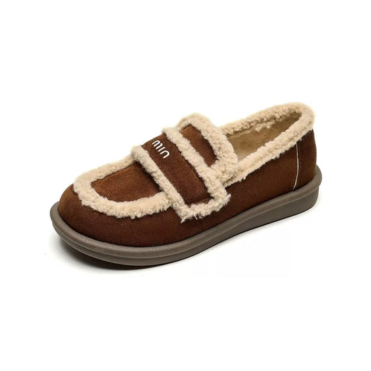 Womens Orthopedic Fleece Loafers | Warm Vegan Suede Slip-On Shoes