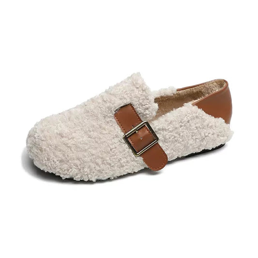 Womens Cozy Fleece Flats with Arch Support | Warm Teddy-Style Loafers