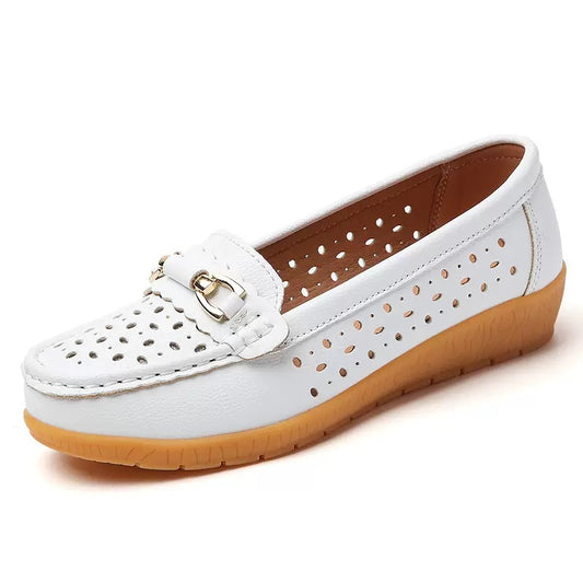 Womens Orthopedic Perforated Loafers | Breathable Slip-On Moccasins