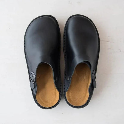 Humtto Men's Orthopedic Slip-On Leather Mules for Foot Pain Relief