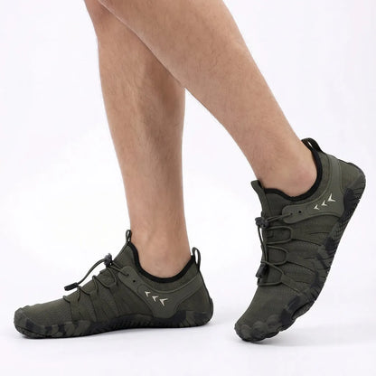 Unisex wide fit, zero drop, cushioned comfort walking shoes with slip on design and everyday walking
