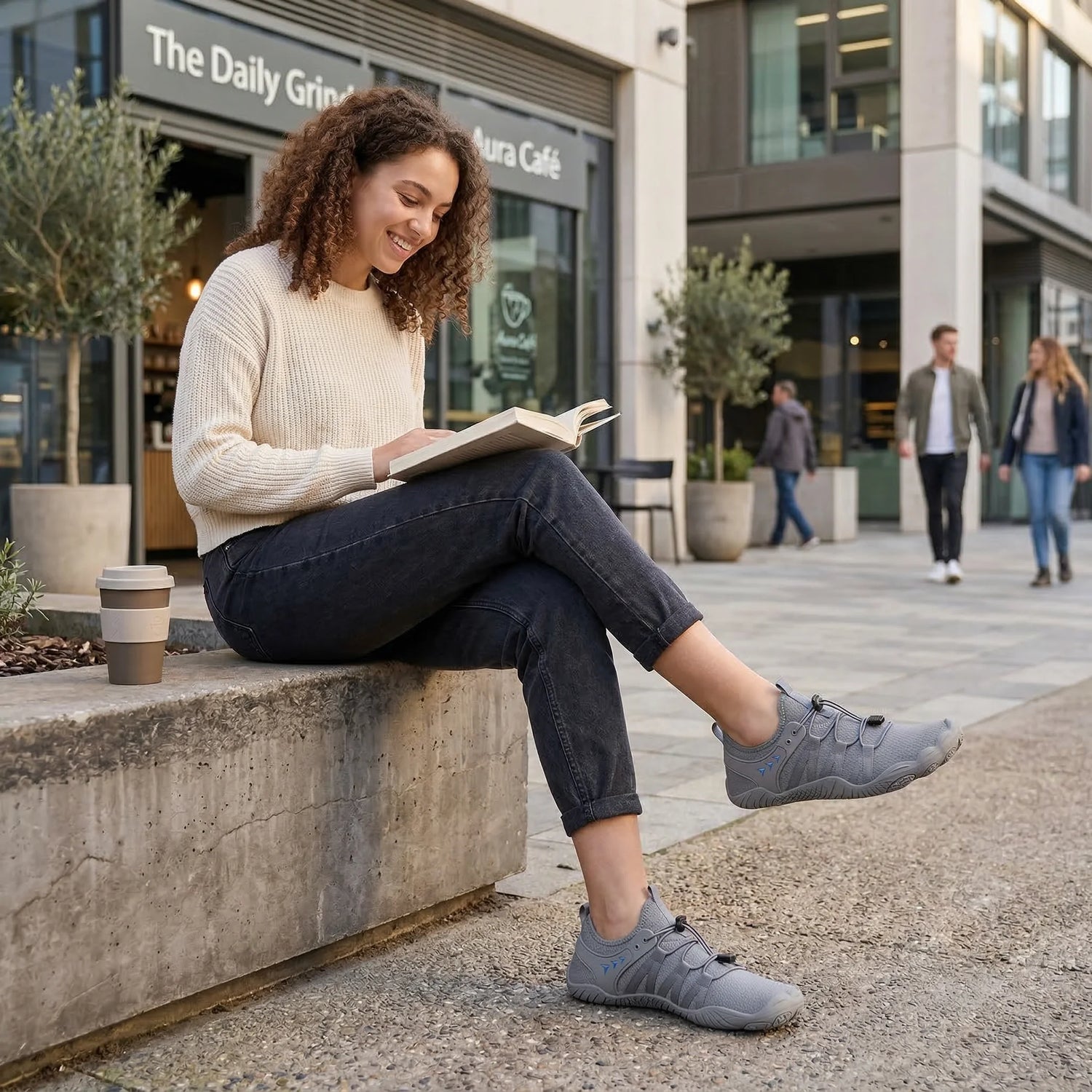 Unisex wide fit, zero drop, cushioned comfort walking shoes with slip on design and everyday walking