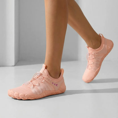 Unisex wide fit, zero drop, cushioned comfort walking shoes with slip on design and everyday walking