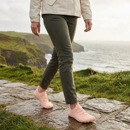 Unisex wide fit, zero drop, cushioned comfort walking shoes with slip on design and everyday walking