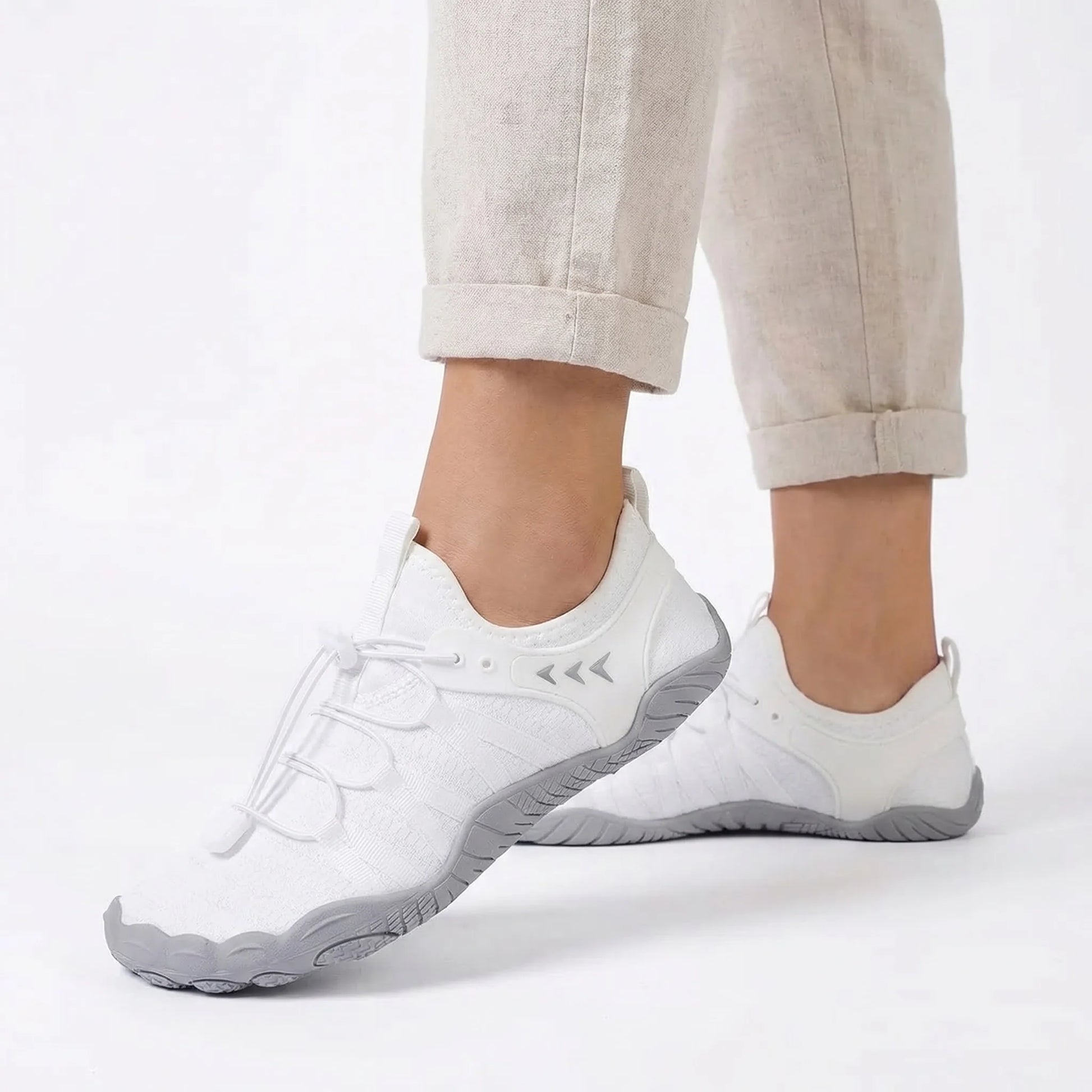 Unisex wide fit, zero drop, cushioned comfort walking shoes with slip on design and everyday walking