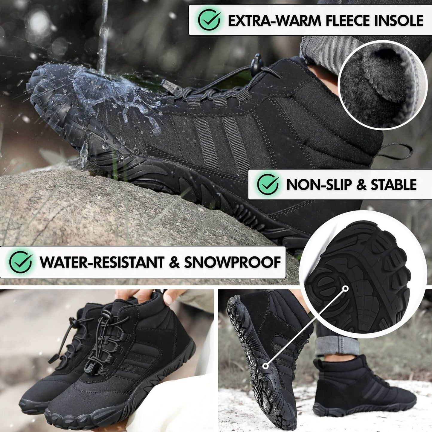 Winter Pro - Water - Resistant Barefoot Shoes - Humtto UK