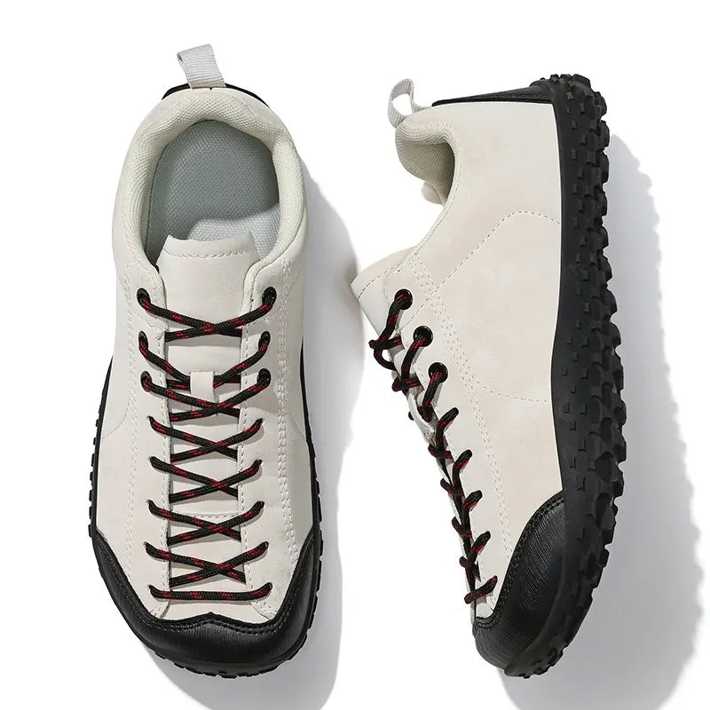 Unisex wide fit, barefoot feel, cushioned comfort trainers with suede upper and everyday walking