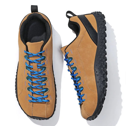 Unisex wide fit, barefoot feel, cushioned comfort trainers with suede upper and everyday walking