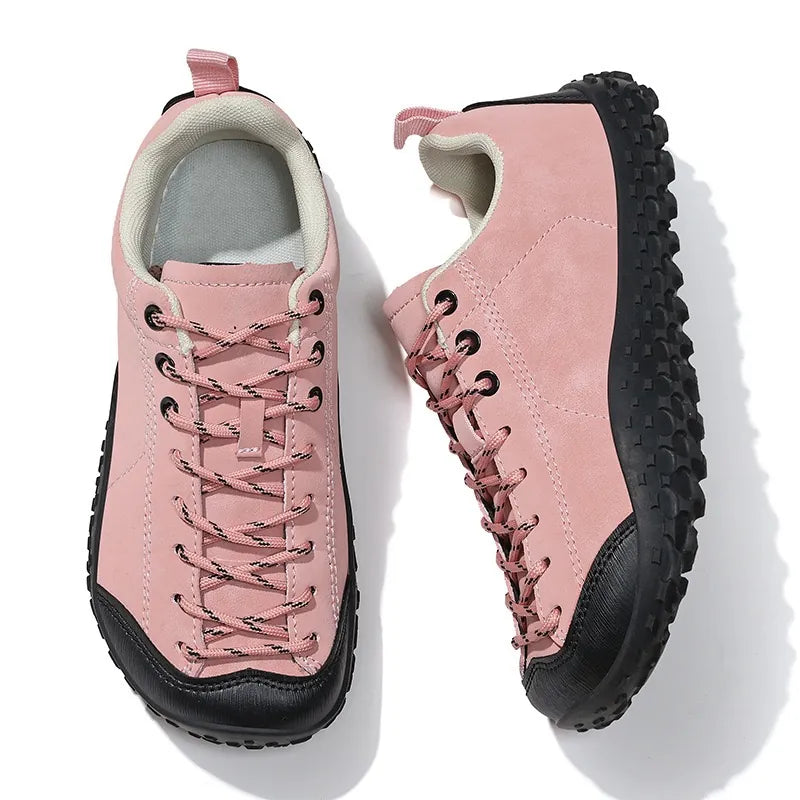 Unisex wide fit, barefoot feel, cushioned comfort trainers with suede upper and everyday walking