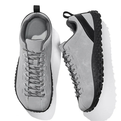 Unisex wide fit, barefoot feel, cushioned comfort trainers with suede upper and everyday walking