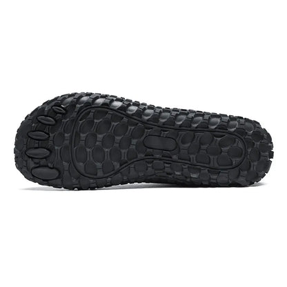 Unisex wide fit, barefoot feel, cushioned comfort trainers with suede upper and everyday walking