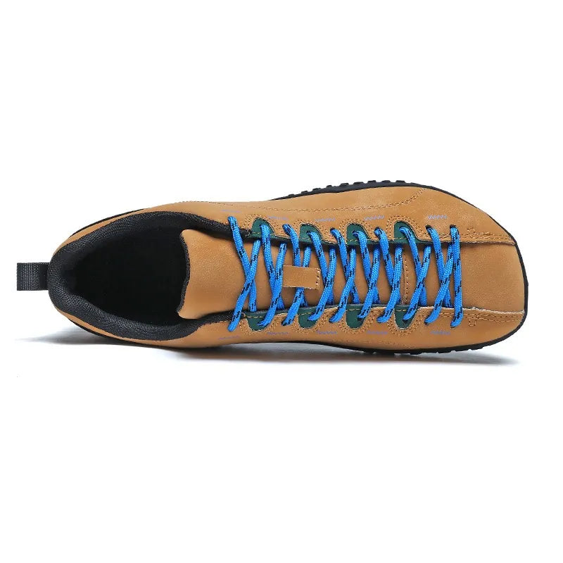 Unisex wide fit, barefoot feel, cushioned comfort trainers with suede upper and everyday walking