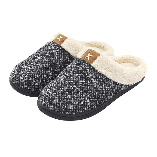 Warm Indoor Slippers for Women-Memory Foam & Non-Slip Sole