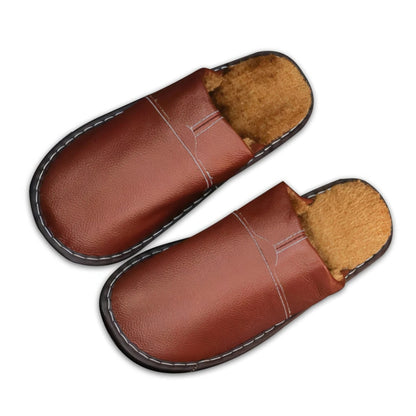Waterproof Leather Wide Fit Slippers – Cozy, Supportive & Warm