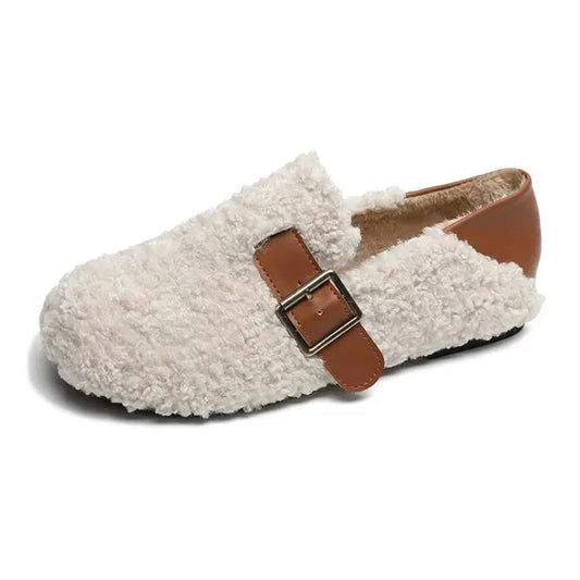 Women's Cozy Fleece Flats with Arch Support | Warm Teddy-Style Loafers
