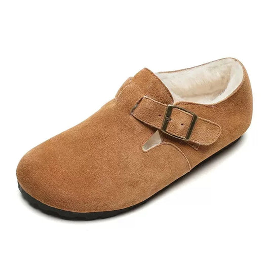 Women's Fleece Lined Suede Loafers with Arch Support | Buckle Shoes
