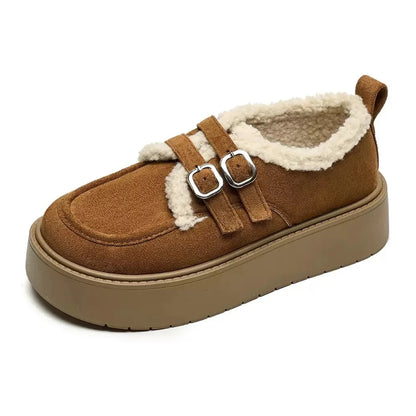 Women's Platform Loafers with Arch Support | Suede Fleece-Lined Shoes