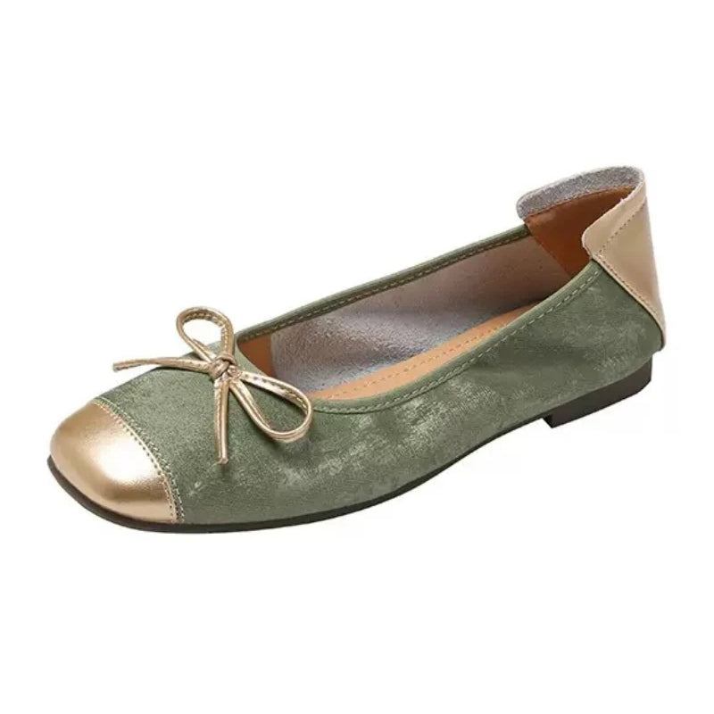 Women's Square Toe Ballet Flats with Arch Support | Chic Bow Style Shoes