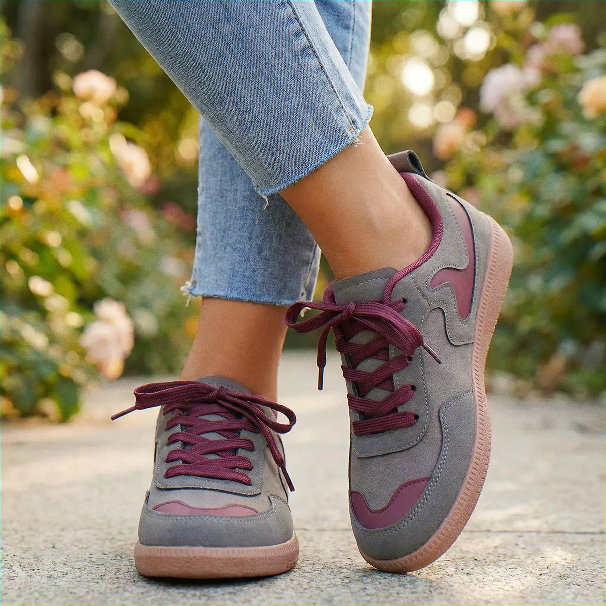 Women's wide fit, arch support, lace up fit trainers with everyday walking