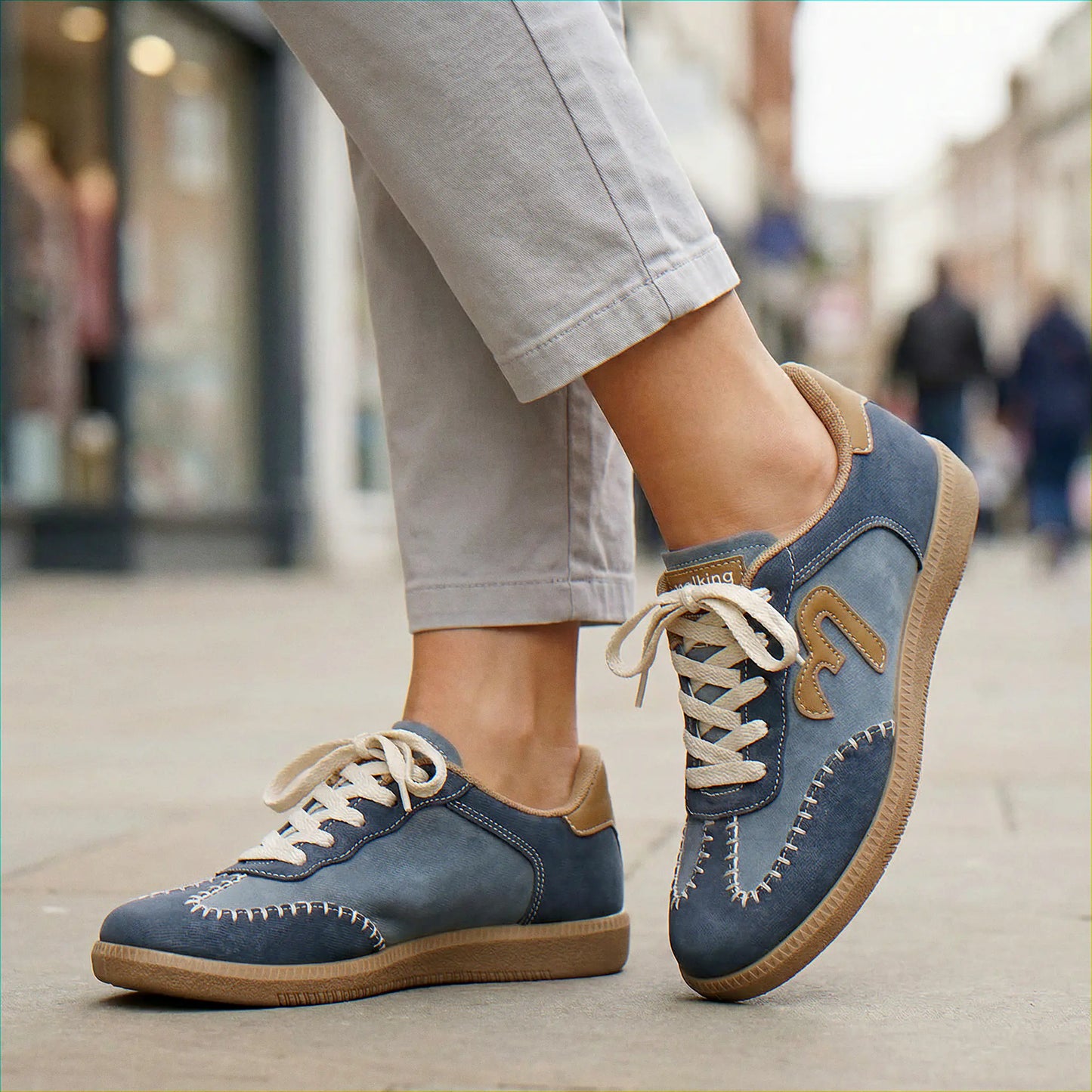 Women's wide fit, arch support, lace up fit trainers with everyday walking